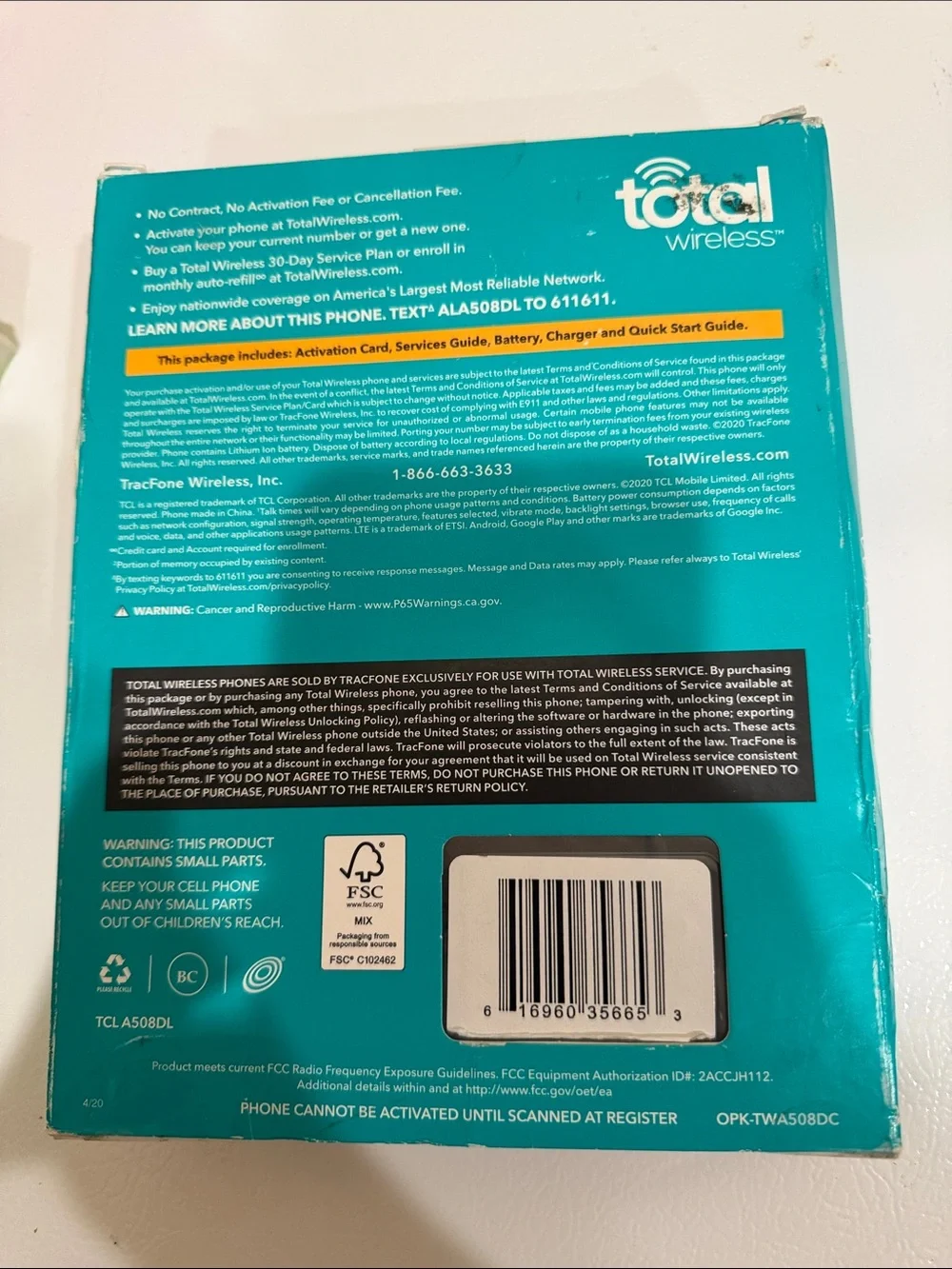 Total Wireless Unlocked Android Phone - Teal Packaging